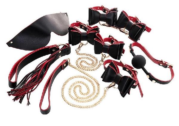 Черно-красный бондажный набор Bow-tie от ToyFa