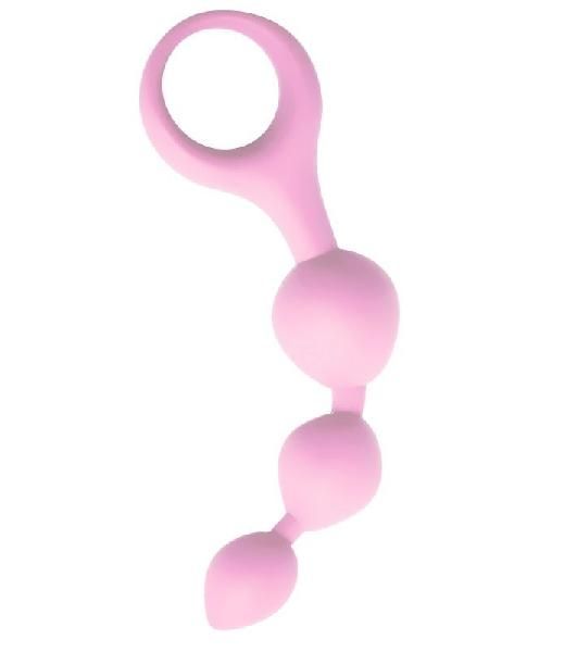 Нежно-розовая анальная цепочка Anal Chain с ручкой-кольцом от Vandersex