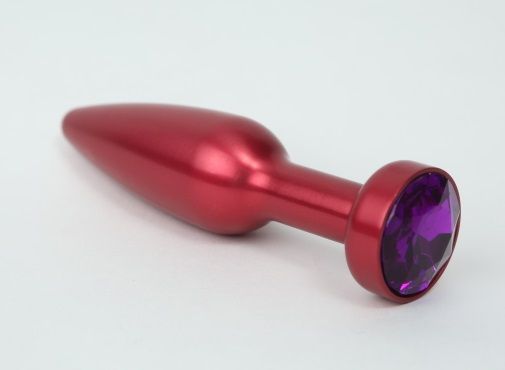 Большая красная анальная пробка с фиолетовым стразом - 11,2 см. от 4sexdreaM
