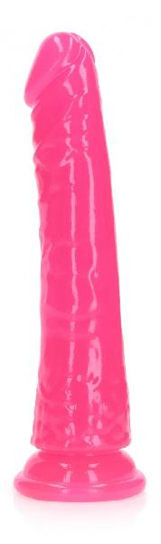 Розовый люминесцентный фаллоимитатор на присоске - 17,5 см. от Shots Media BV