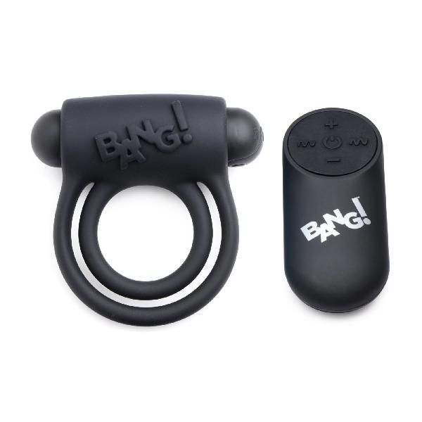 Черное эрекционное виброкольцо 28X Remote Control Vibrating Cock Ring   Bullet от XR Brands