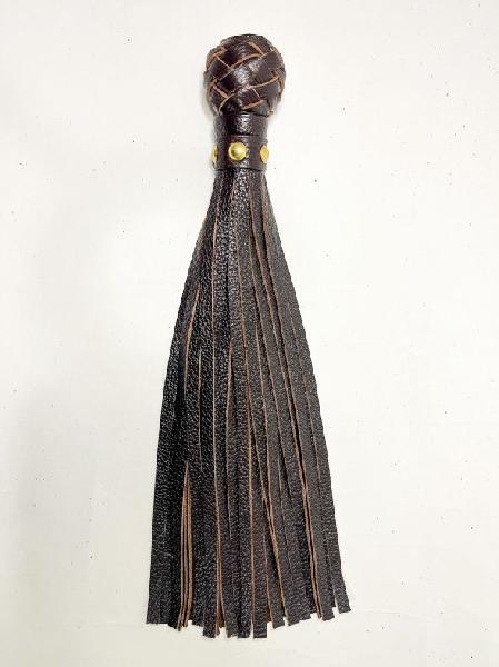 Коричневая генитальная кожаная плеть - 30 см. от БДСМ Арсенал