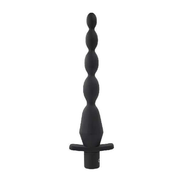 Черная анальная елочка с вибрацией Vibrating Butt Beads - 22 см. от Selopa