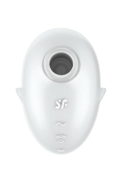 Белый вакуум-волновой стимулятор клитора с вибрацией Cutie Ghost от Satisfyer