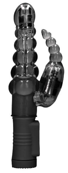 Черный вибратор-кролик Rotating Bubbles - 23,2 см. от Shots Media BV
