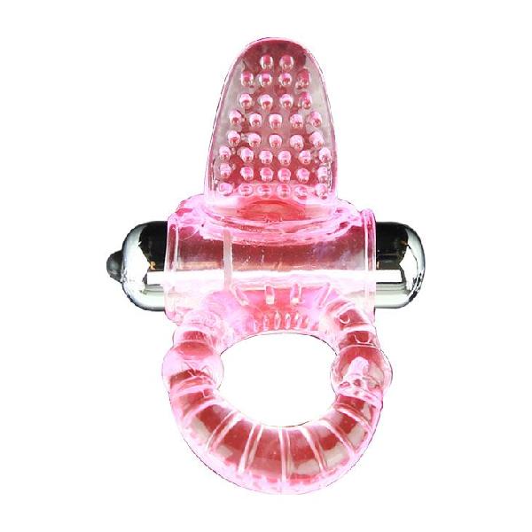 Эрекционное кольцо с вибростимулятором клитора в форме язычка от Baile
