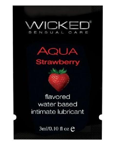 Лубрикант с ароматом клубники WICKED AQUA Strawberry - 3 мл. от Wicked