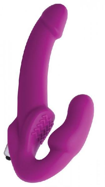 Ярко-розовый безремневой вибрострапон Evoke Vibrating Strapless Silicone Strap-on Dildo от XR Brands