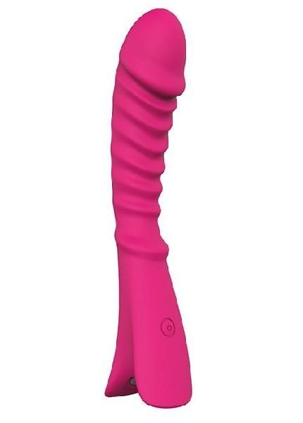 Розовый перезаряжаемый вибратор с ребрышками NAUGHTY BARONESS - 12,5 см. от Dream Toys