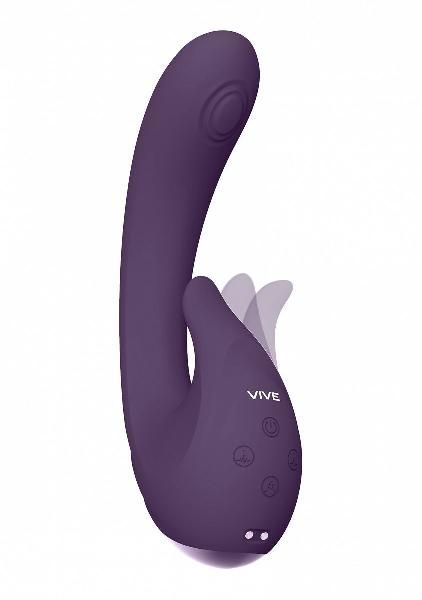 Фиолетовый вибромассажер Miki со стимулятором клитора - 17 см. от Shots Media BV