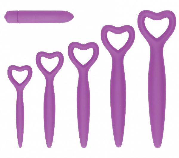 Набор фиолетовых вагинальных расширителей с вибропулей Silicone Vaginal Dilator Set от Shots Media BV