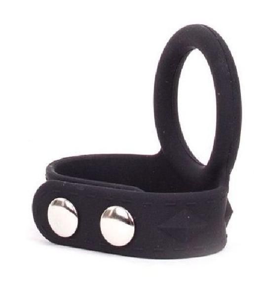 Черное эрекционное кольцо с утяжкой мошонки Silicone Tri-snap Support Large от O-Products