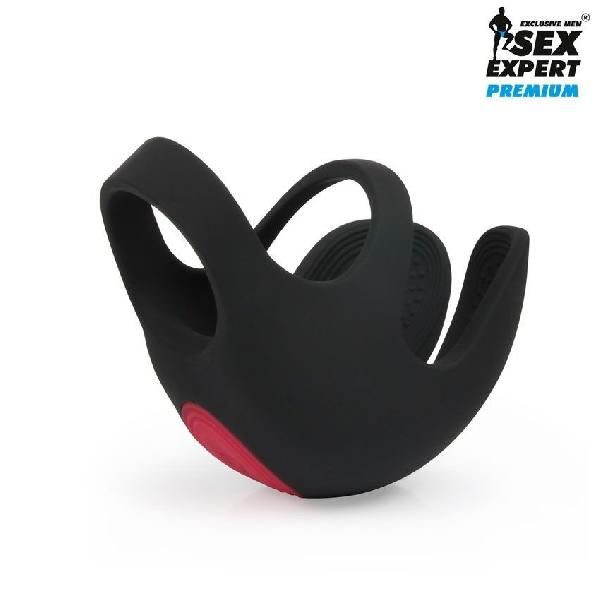 Черная вибронасадка на пенис и мошонку Sex Expert от Bior toys