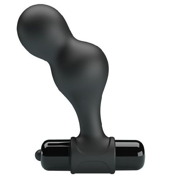 Черная анальная пробка с вибрацией Silicone Vibrating Anal Plug - 10 см. от Baile