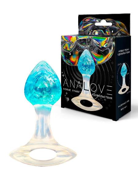 Голубоватая анальная пробка с ручкой - 8,5 см. от AnaLove