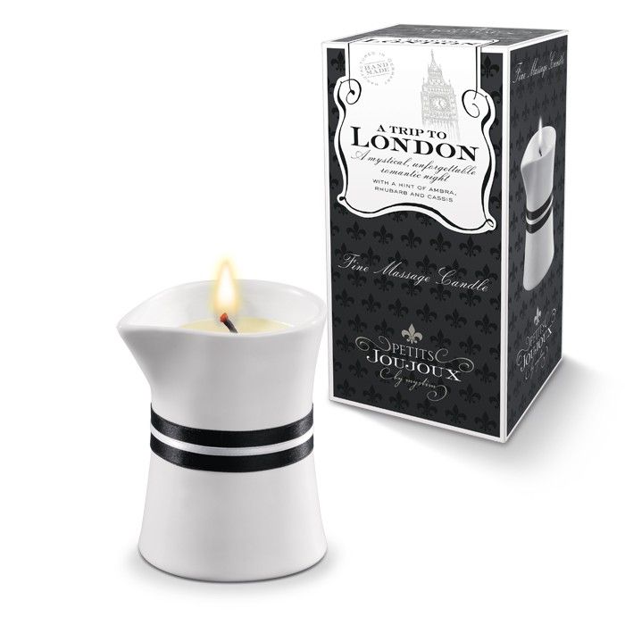 Массажное масло в виде малой свечи Petits Joujoux London с ароматом ревеня, амбры и чёрной смородины от MyStim