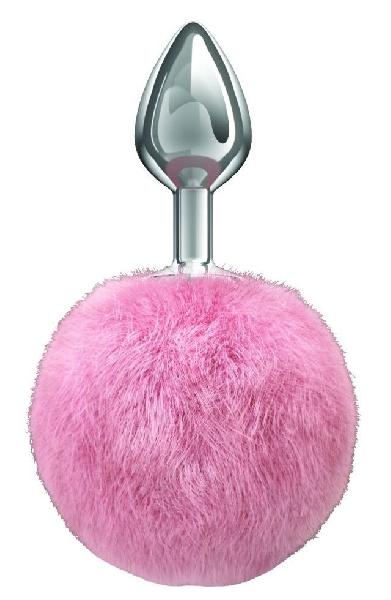Серебристая анальная пробка с розовым пушистым хвостиком Twinkle от Lola toys