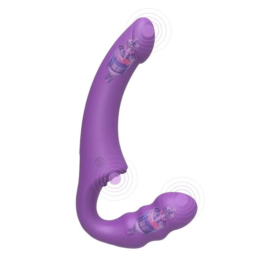 Классный безремневой Страпон с Уникальной Системой Крепления Bend Over Boyfrend Purple