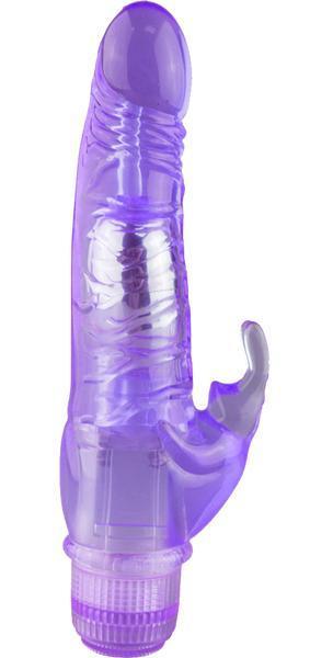 Фиолетовый вибратор Crystal Dildo Climbing Rabbit Vibe - 22 см. от Howells