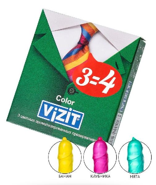 Цветные ароматизированные презервативы VIZIT Color - 3 шт. от VIZIT