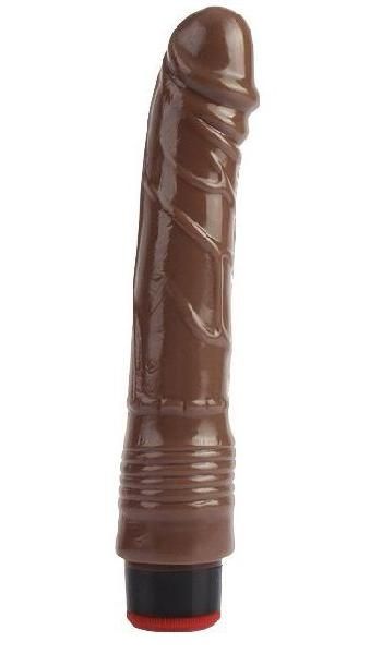 Коричневый вибратор-реалистик 9 Vibrating Dildo - 22,5 см. от CNT