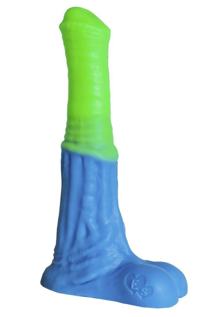 Зелёно-голубой фаллоимитатор  Пегас Medium  - 24 см. от Erasexa