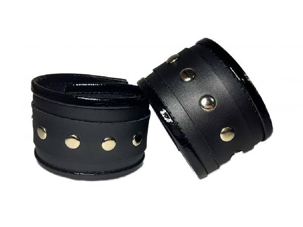 Черные наручники из эко-кожи от БДСМ Арсенал