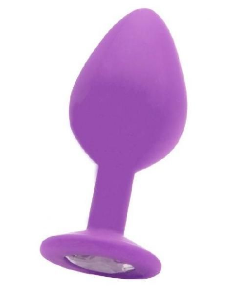 Большая фиолетовая анальная пробка OUCH! Large Diamond Butt Plug с кристаллом - 8 см. от Shots Media BV