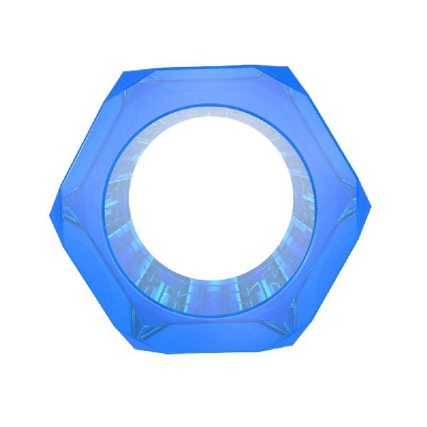 Синее эрекционное кольцо-шестигранник Nust Bolts Cock Ring от Chisa