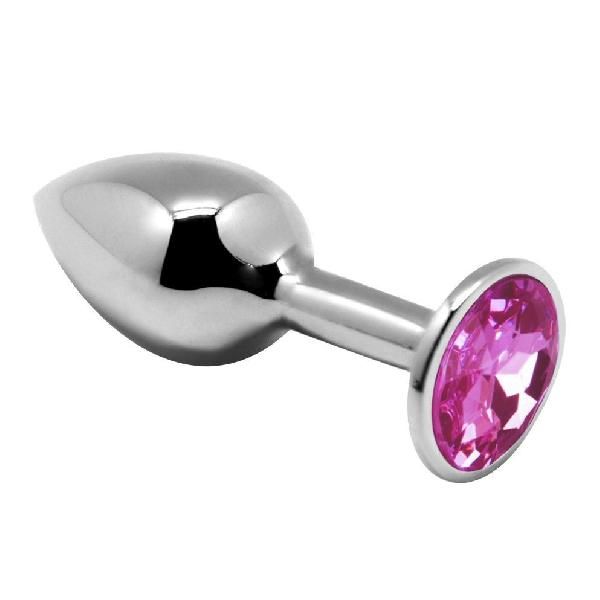 Серебристая анальная втулка с розовым кристаллом Mini Metal Butt Plug Size S - 7 см. от Adrien Lastic