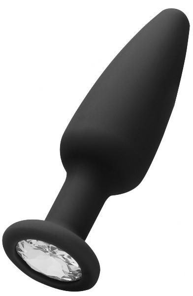 Черная анальная пробка Cone-Shaped Diamond Butt Plug - 9 см. от Shots Media BV