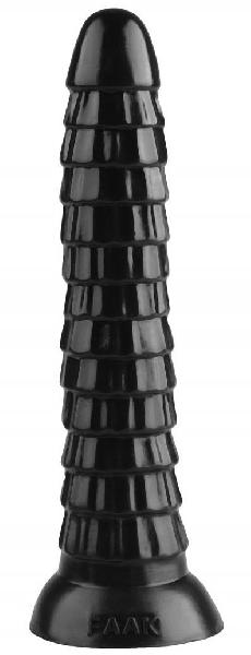 Черный рельефный фантазийный фаллоимитатор - 26,5 см.  от Сумерки богов
