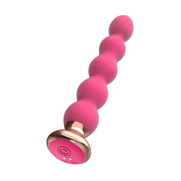 Розовый вибратор-ёлочка Mini Vibrator с пультом ДУ - 19 см. от I-MOON