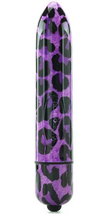 Фиолетовый вибратор с леопардовым принтом - 16 см. от Rocks-Off