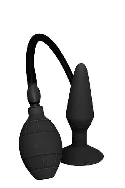 Чёрная анальная втулка с функцией расширения MENZSTUFF LARGE INFLATABLE PLUG - 14,5 см. от Dream Toys