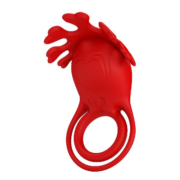 Красное эрекционное кольцо с вибрацией Ruben от Baile