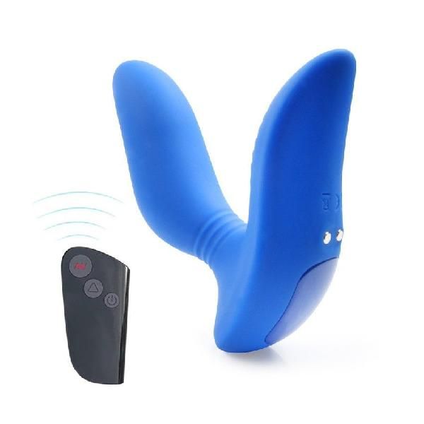 Синий вибромассажер простаты 3,5’’ Remote Control Curve P-spot Massager - 12 см. от Erokay
