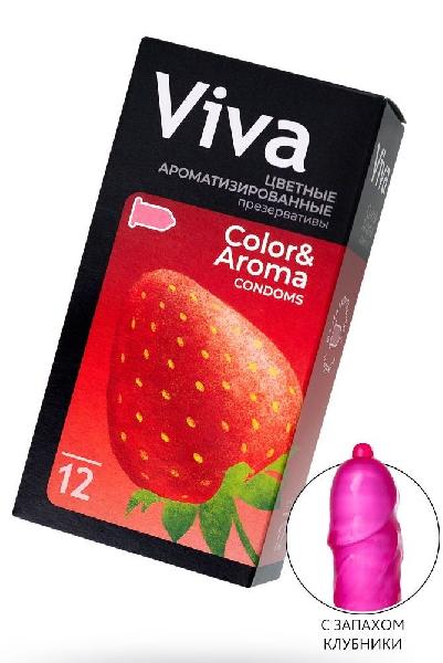 Цветные презервативы VIVA Color Aroma с ароматом клубники - 12 шт. от VIZIT