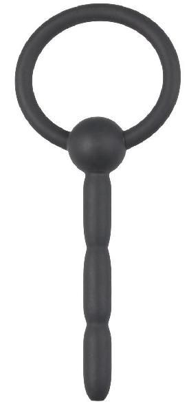 Черный силиконовый уретральный плаг Ribbed Hollow Silicone Penis Plug - 10,5 см. от EDC Wholesale