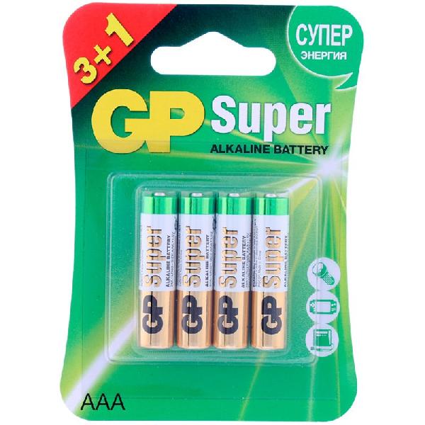 Батарейки GP Super Alkaline ААA/LR03 24А - 3+1 шт. от Элементы питания