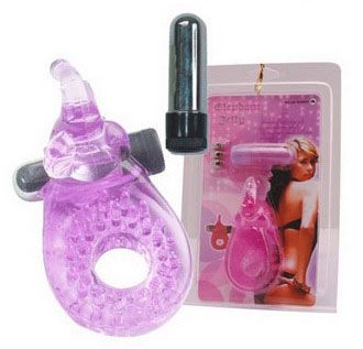 Фиолетовое эрекционное кольцо с вибрацией и коготком для стимуляции клитора от Sextoy 2011
