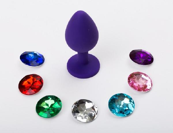 Фиолетовая силиконовая пробка с 7 сменными кристаллами - 8,2 см. от 4sexdreaM
