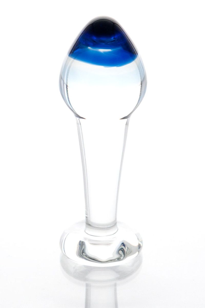 Стеклянная анальная втулка с синим кончиком - 11,5 см. от Sexus Glass