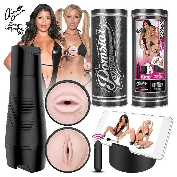 Мастурбатор PORNSTAR с 2 рукавами и вибрацией - вагина Zoey Monroe и ротик Alexis Amore от Pornstar Pussy
