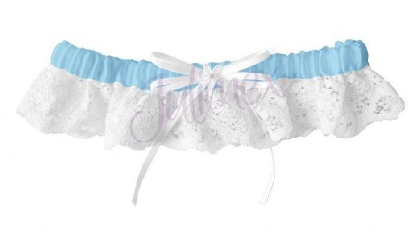 Бело-голубая подвязка на ногу Victoria от Julimex
