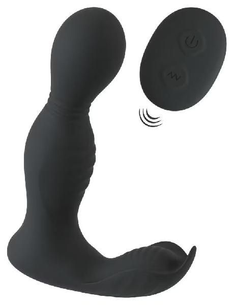 Черная анальная пробка с вибрацией, вращением и пультом ДУ RC Butt Plug with 2 Functions от Orion