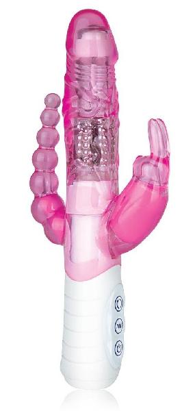 Розовый вибратор хай-тек для тройной стимуляции - 26 см. от Erotic Fantasy
