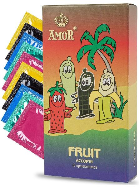 Ароматизированные презервативы AMOR Fruit  Яркая линия  - 10 шт. от AMOR