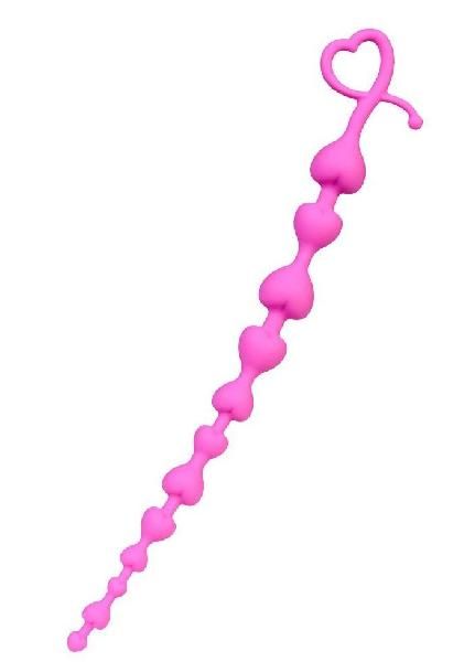 Розовая силиконовая анальная цепочка Long Sweety - 34 см. от ToyFa