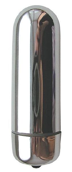 Серебристая гладкая пуля с вибрацией - 6,4 см. от Bior toys